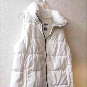 Quilted White Puffer Vest Small
